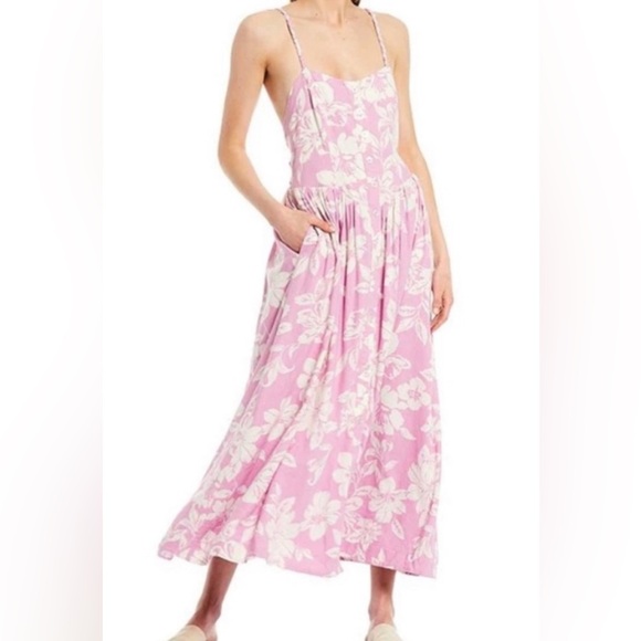FREE PEOPLE The Perfect Floral Tropical Coastal Hawaiian Sundress Size Small - Picture 1 of 10